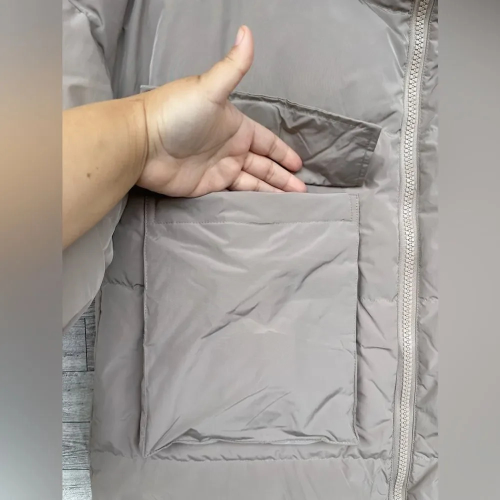 NAP loungewear Oversized Padded Down Puffer Coat in a neutral Sand size medium - Picture 7 of 15